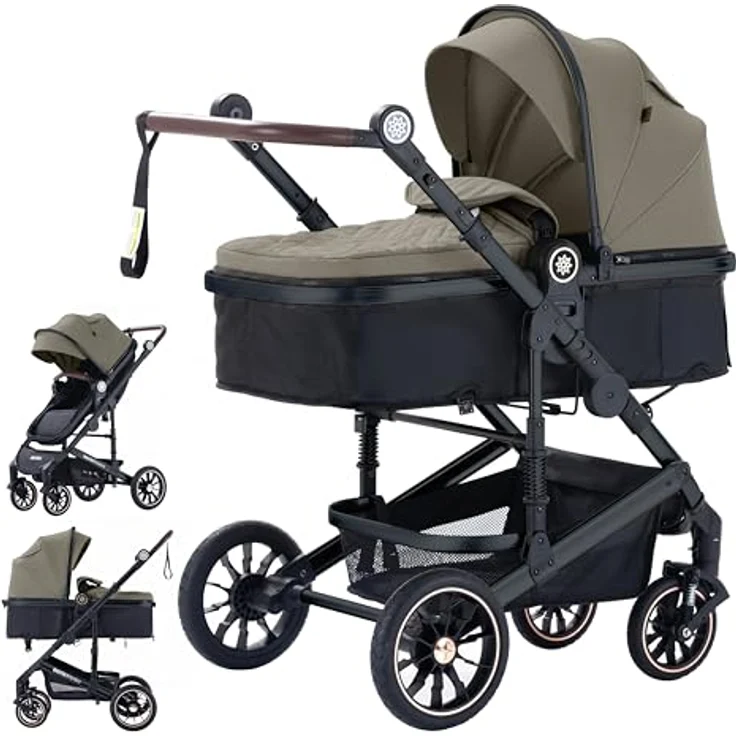 Daliya® NEOMOVE 2in1 Kombikinderwagen & Buggy, leicht und kompakt mit atmungsaktiven Materialien, Schwarz-Braun – Bild 2