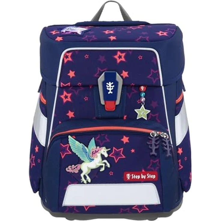 Step by Step Schulranzen-Set Space Shine „Pegasus Night Nuala“ 5-teilig, ergonomischer Tornister mit Reflektoren, höhenverstellbar mit Hüftgurt, Grundschule, 1. Klasse, 20L, lila-rosa – Bild 2
