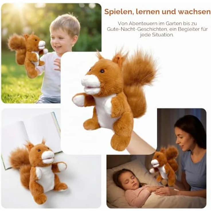LOMTRATS 2026 Tierhandpuppen Set, Wolf, Tiger, Löwe und Affe mit beweglichen Münder, 25 cm groß, perfekt für fantasievolles Geschichtenerzählen und als Geburtstagsgeschenk für Vorschulkinder – Bild 3