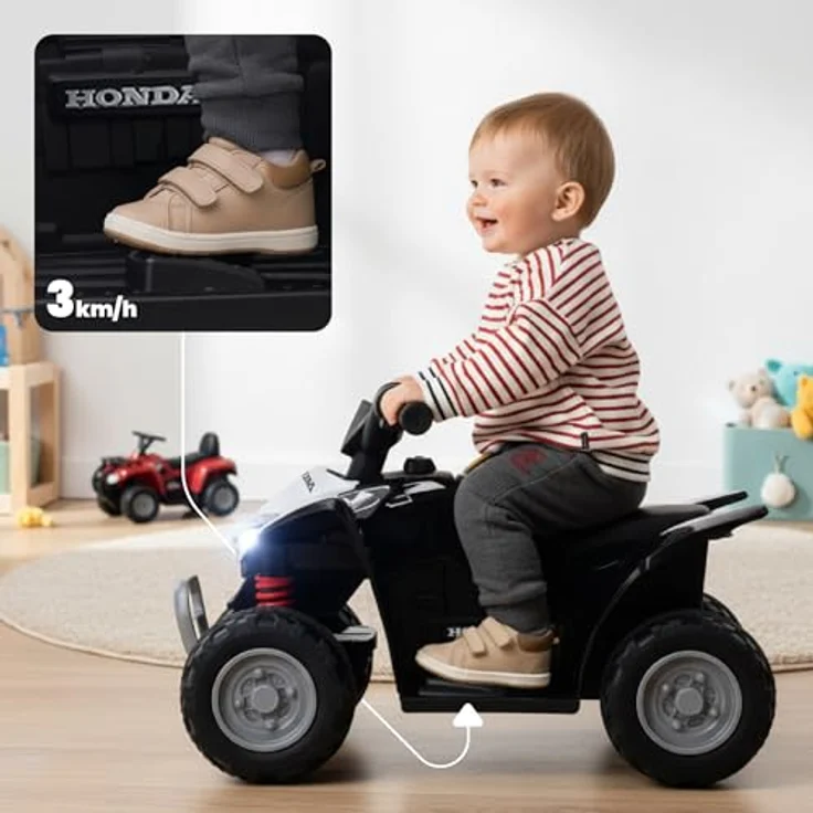 sun baby Kinder Elektroauto Quad, Rutschauto für Kinder ab 18 Monaten, 3 km/h, mit LED Lampe, schwarz – Bild 4