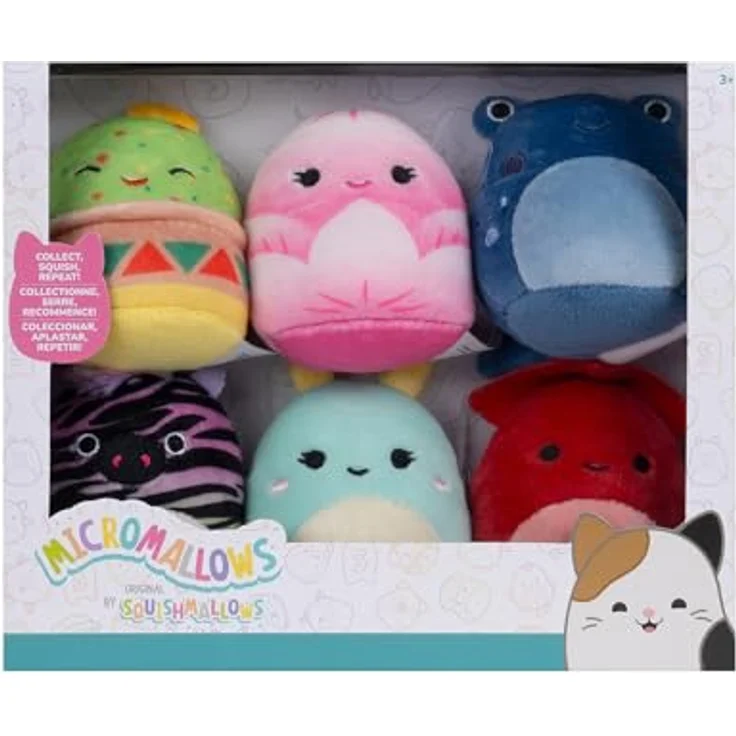 Squishmallows Micromallows SQMM0071, 6er-Pack superweiche Mini-Plüschfiguren (6.5 cm) aus Squad 4, inklusive Altman, Connie, Gideon, Safiyah, Elin und Agnolo – Bild 4