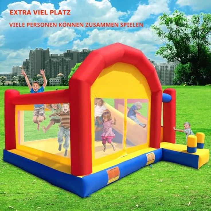 Ballsea Hüpfburg XXL, Großes Aufblasbares Schloss mit Trampolin, Rutsche & Kletterwand für Kinder von 3-8 Jahren, bis 200 kg belastbar – Bild 3