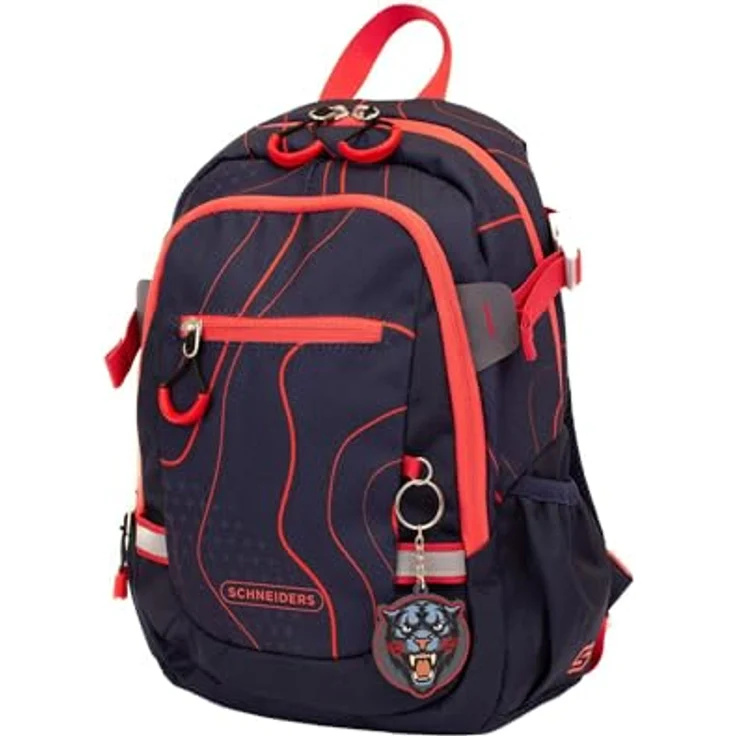 Schneiders Kindergartenrucksack, 35 cm, aus recycelten PET-Flaschen, Schwarz-Rot mit komfortablen Schultergurten und Trinkflaschen-Taschen – Bild 1