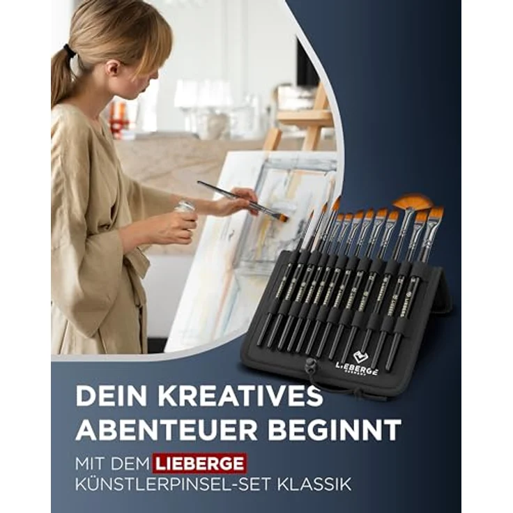LIEBERGE Künstlerpinsel Set 12 Pinsel, Premium Qualität mit Strong Hair-Technologie, kein Haarverlust, für Acryl, Aquarell, Öl und Gouache – Bild 2