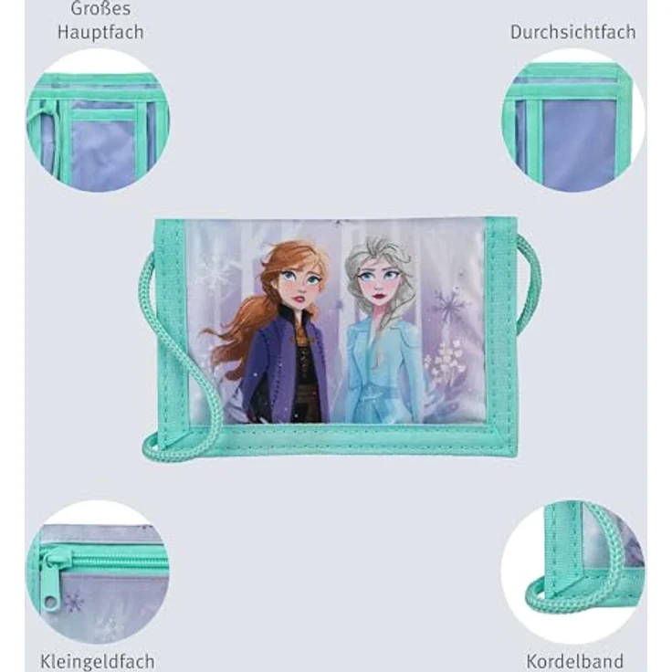 UNDERCOVER Brustbeutel Undercover Geldbeutel Frozen Geldbörse für Kinder mit Kordelband und Klettverschluss in kinderfreundlichem Design – Bild 5