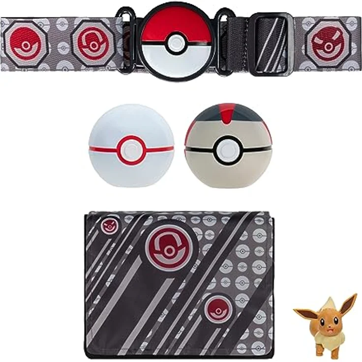 Jazwares Pokémon Clip n Go Trainer Set mit 5 cm Evoli Figur, inkl. Premierball, Timerball und Bandolier Gürtel für bis zu 6 Pokébälle – Bild 2
