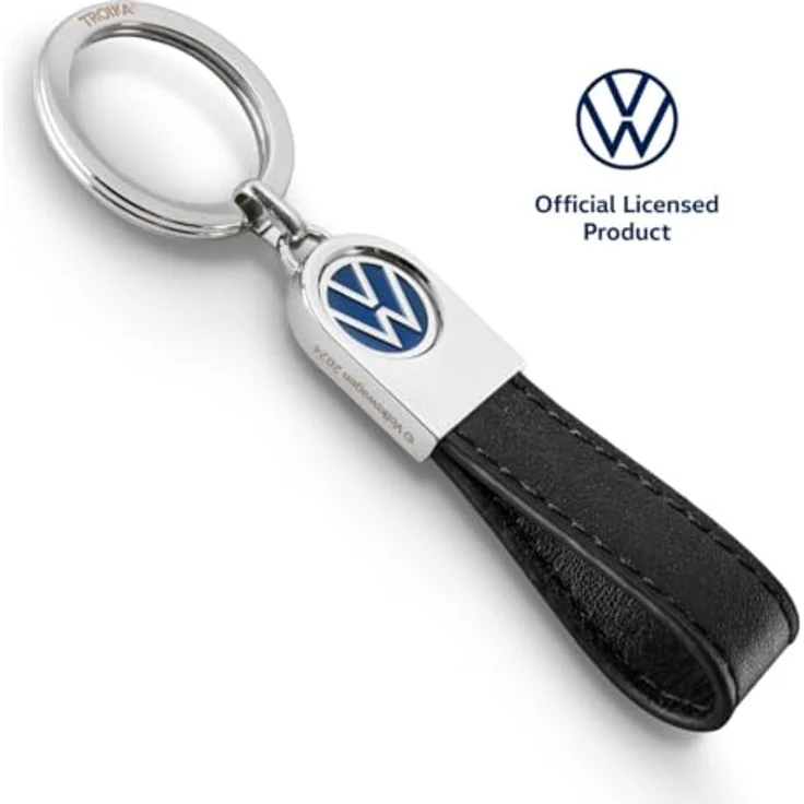 TROIKA Volkswagen Schlüsselanhänger, Offiziell lizenziert, 4 Varianten mit Leder, Metall oder Karabiner‑Ring-System – Bild 3