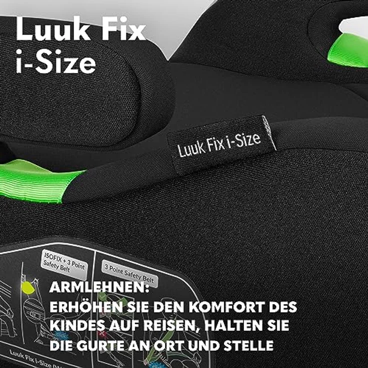 lionelo Kindersitzerhöhung LUUK FIX I-SIZE, ISOFIX / I-SIZE / Maschinenwaschbar, 22-36 kg, 125-150 cm, (Set) – Bild 3