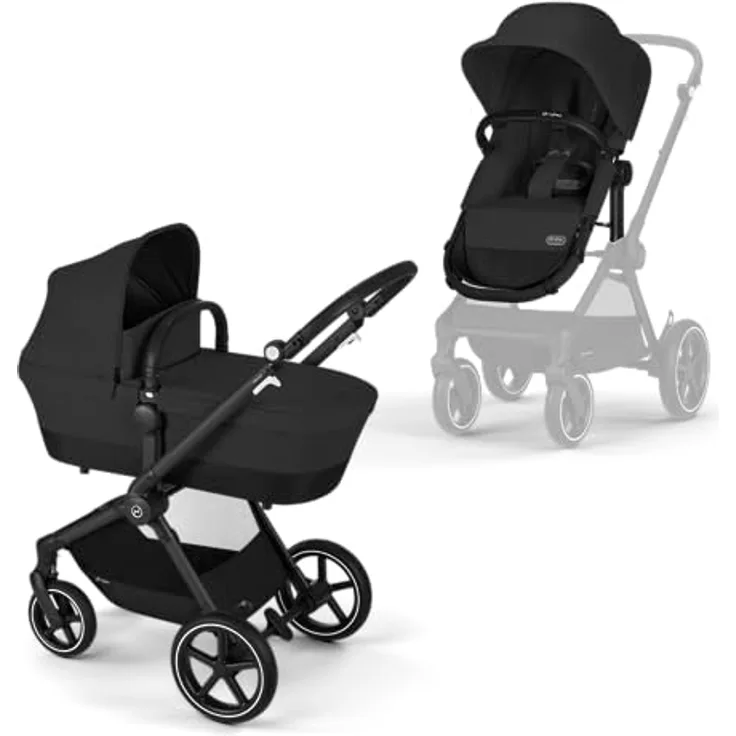 CYBEX Gold Kinderwagen EOS Lux 2-in-1, Reisesystem, Ab Geburt bis 22 kg (ca. 4 Jahre), Moon Black - Preisvergleich