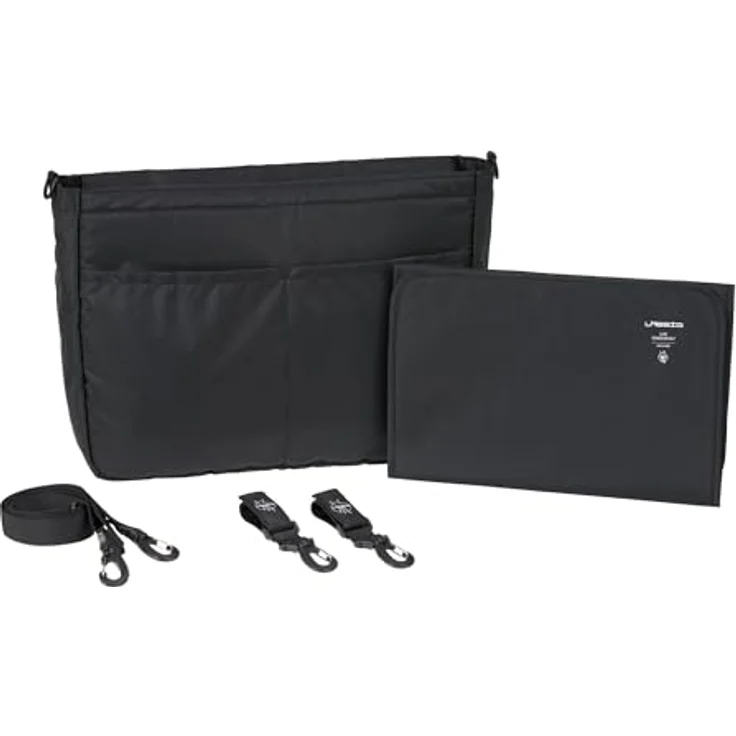 LÄSSIG Baby Kinderwagenorganizer Taschenorganizer inkl. Kinderwagenbefestigung und Schultergurt/Casual MIX Multi Bag black, kompakt und wasserabweisend – Bild 1