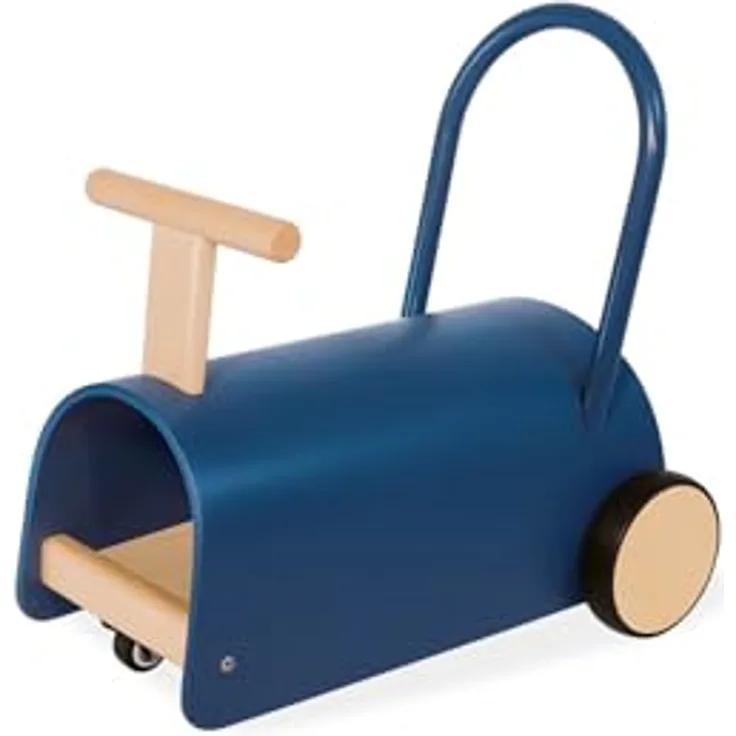 PINOLINO Enzo Kinder Lauflernwagen und Rutschauto, Holz, attraktives Blau, für Kleinkinder ab 1 Jahr
