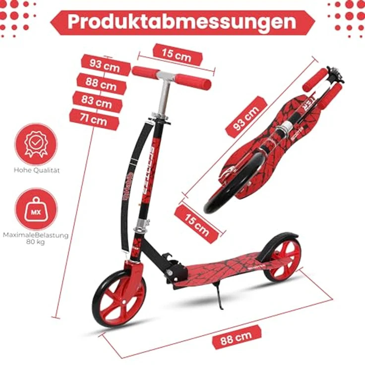 Europebazar Habib Kickroller mit 205mm XXL Rädern, klappbar für bis zu 100kg – Bild 7