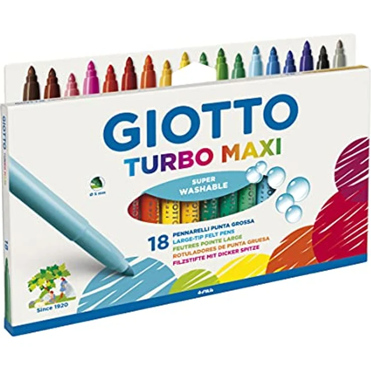 Giotto 0763 00 Turbo Maxi Faserschreiber Kartonetui mit Hängelasche 18 sortierte Farben – Bild 2