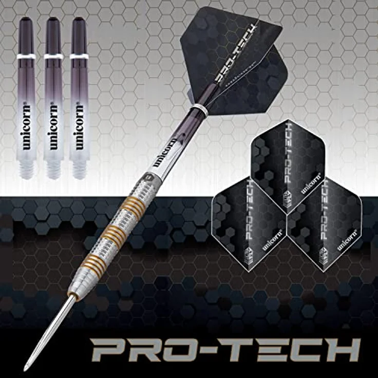 Unicorn Protech Style 3 Dartpfeile mit Stahlspitze, 25 Gramm, goldfarben – Bild 2