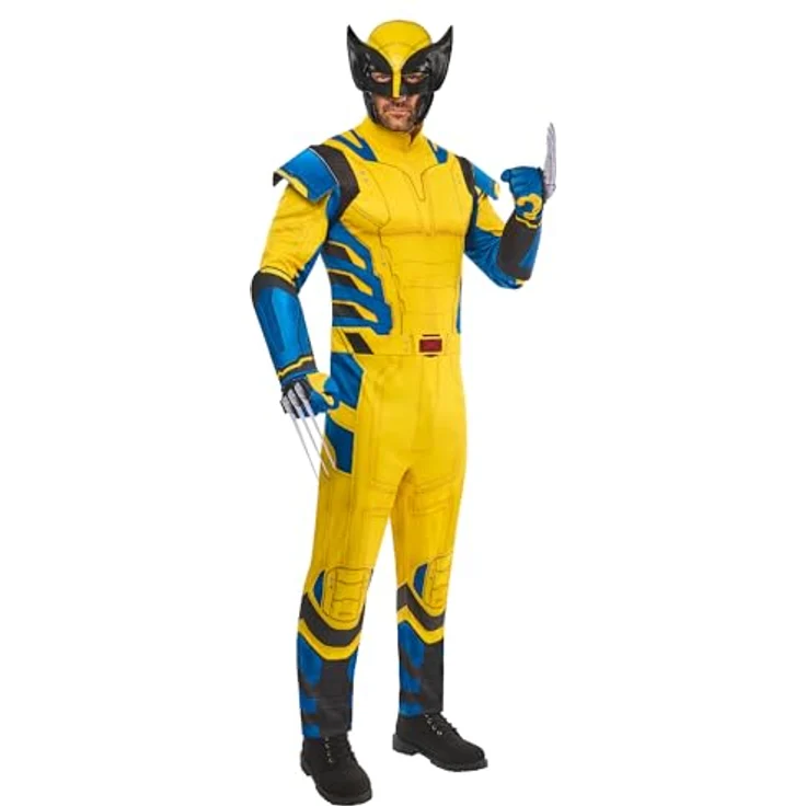 Rubie's 1001390M Deadpool Wolverine Kostüm für Erwachsene, Mehrfarbig, M, Jumpsuit mit Maske und Krallenhandschuhen – Bild 1