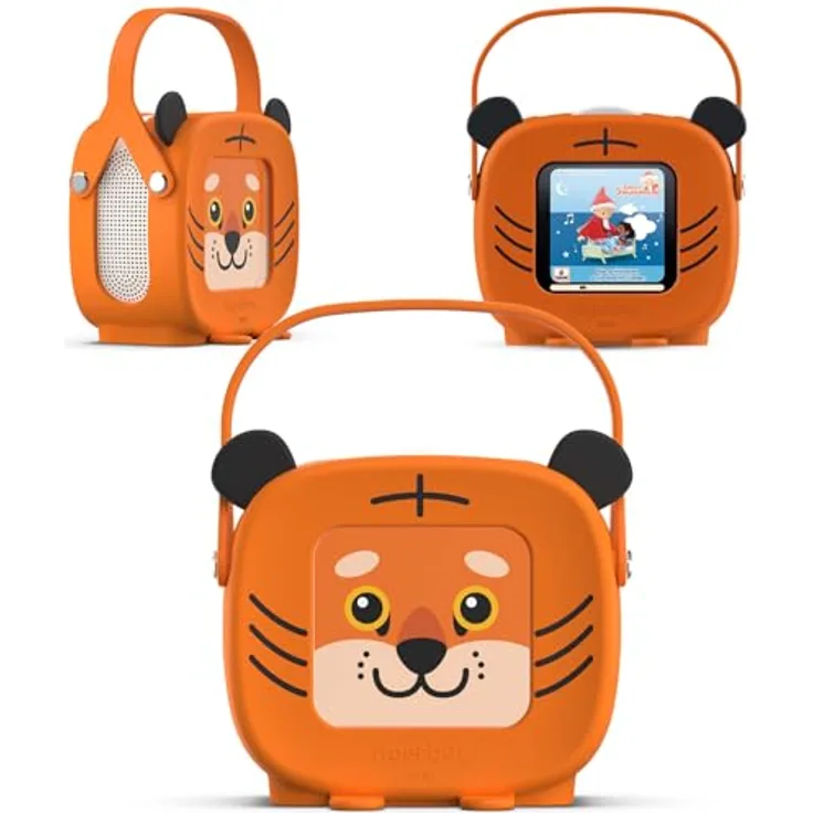 tigermedia tigerbox MINI - Tiggi Tiger, Hörspielbox für kleine Kinder mit 2 Wochen tigertones Zugang, Offline-Modus, Lautstärkebegrenzung und Kopfhöreranschluss, kompatibel mit tigercards