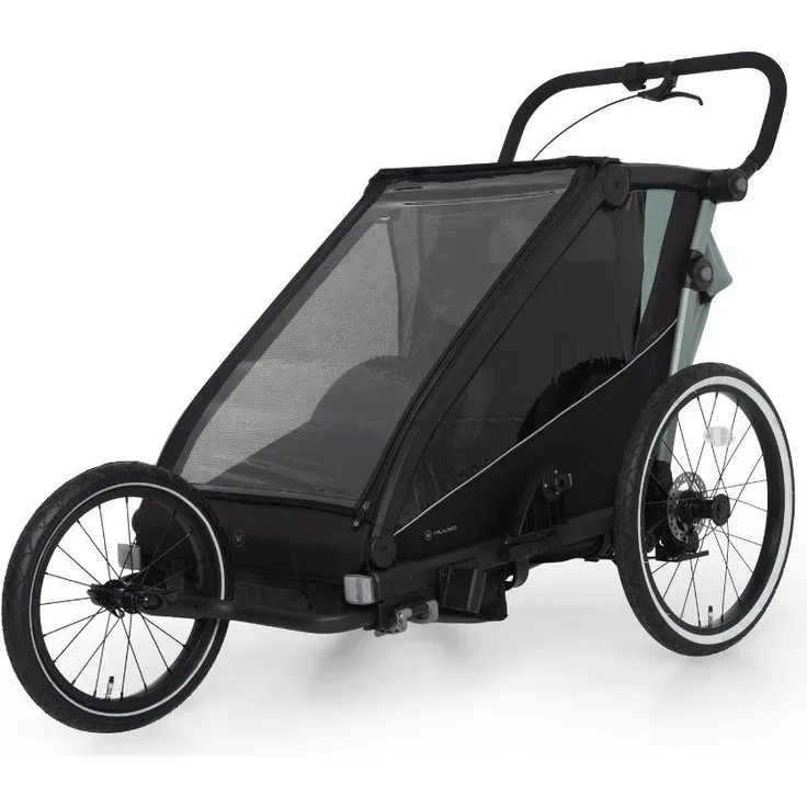 Muuvo Trail Fahrradanhänger 3in1, Kinderwagen und Jogger für zwei Kinder, grün