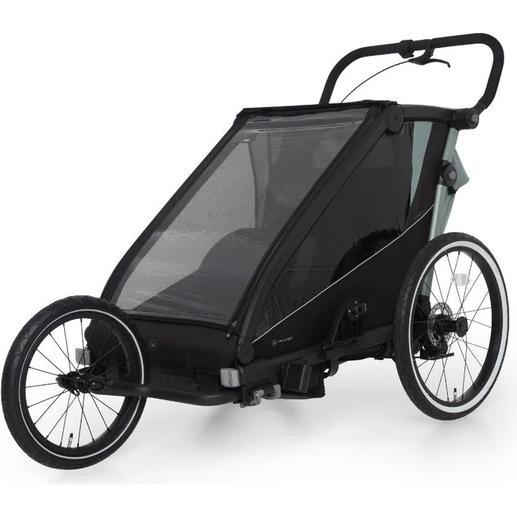 Muuvo Trail Fahrradanhänger 3in1, Kinderwagen und Jogger für zwei Kinder, grün