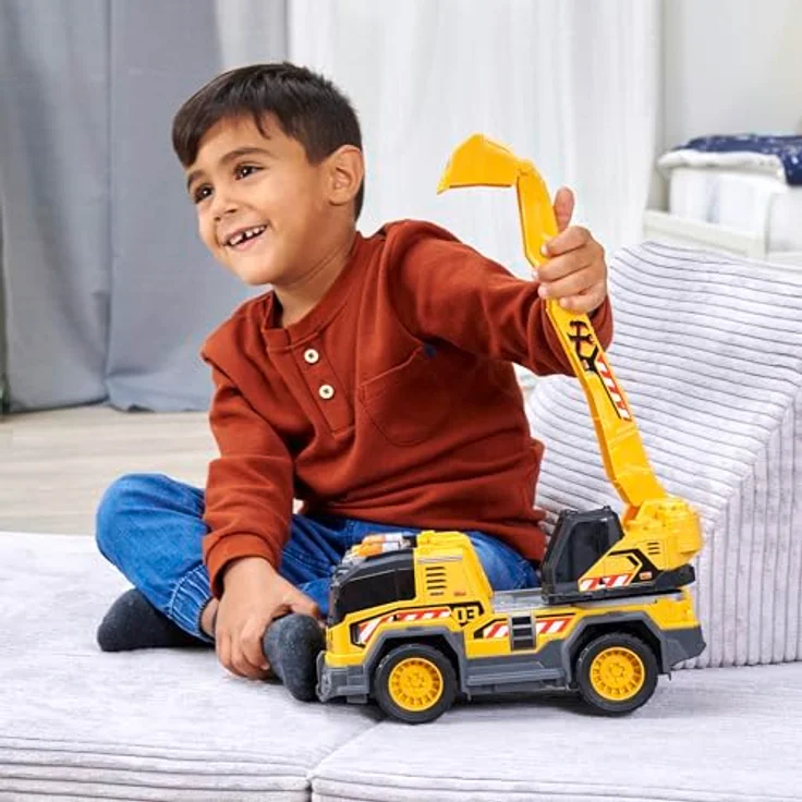 Dickie Toys Excavator Truck, Spielzeug-Baumaschine mit 360°-Baggerarm, Licht und Sound, 30 cm, ab 3 Jahre – Bild 6