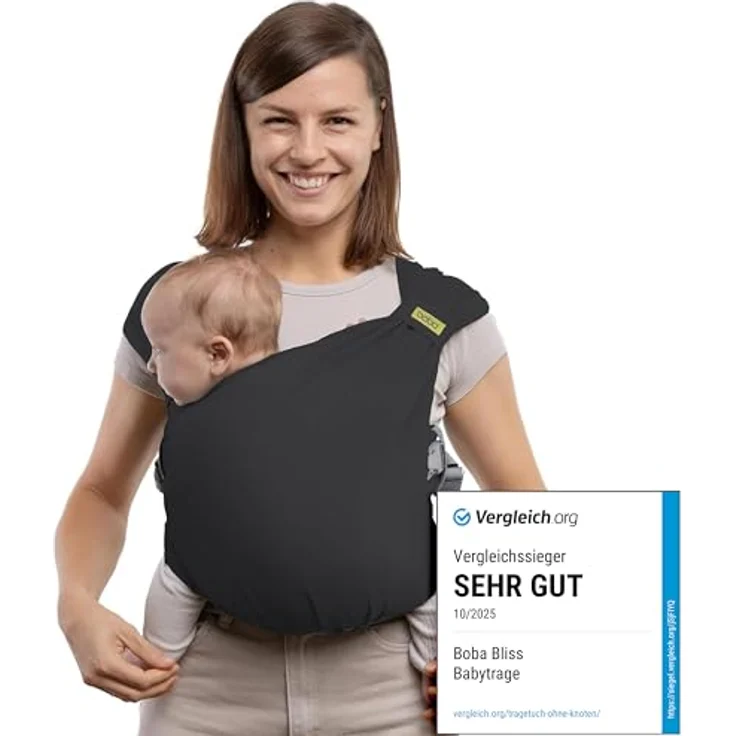 Boba Pre-Wrapped Baby Wrap Carrier, 2-in-1 Tragehilfe mit Buckle, leicht und atmungsaktiv für Neugeborene bis 35lb, Charcoal – Bild 2