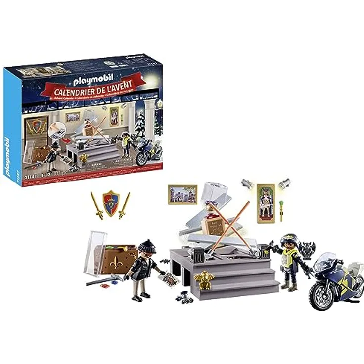 PLAYMOBIL Adventskalender Polizei 71347 Museumsdiebstahl, Adventskalender für Polizeifans, Adventszeit voller Überraschungen, Spielzeug für Kinder ab 4 Jahren