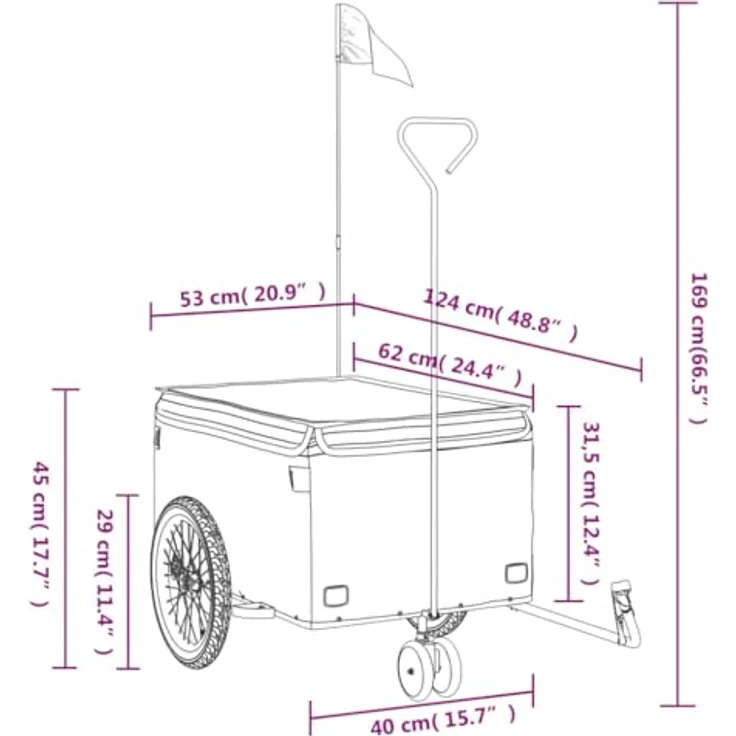 vidaXL Fahrradkinderanhänger, Eisen, maximale Belastbarkeit 30 kg, Schwarz und Grün – Bild 4
