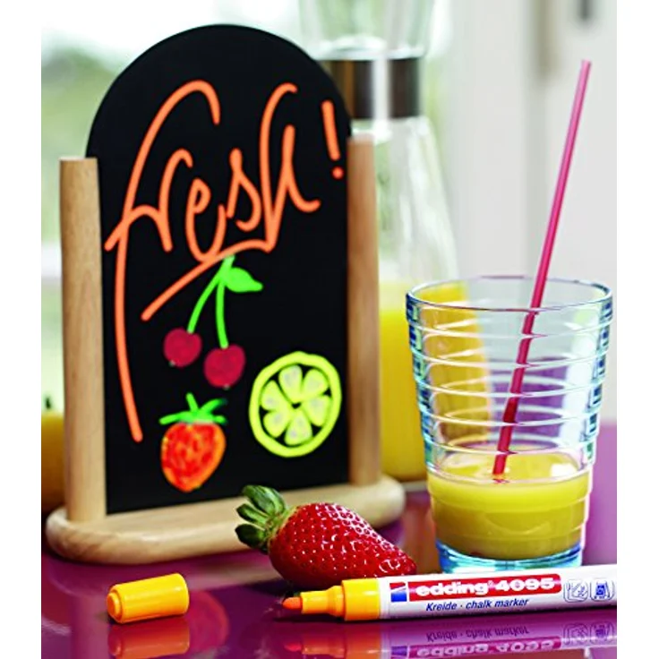 edding 4095 Kreidemarker, neonrosa, Rundspitze 2-3 mm, geruchsneutrale Flüssigkreide auf Wasserbasis – Bild 8