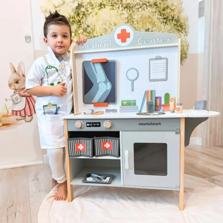 Mamabrum,Holz Arzneischrank Krankenhaus XXL - Arzt Set mit Zubehör, 20 Stück Realistisches medizinisches Zubehör – Bild 2