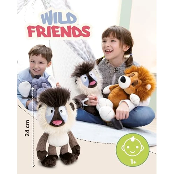 NICI Kuscheltier Mandrill Matuto, 24cm, grau, weiches Plüschtier aus recyceltem Material, ideal zum Kuscheln und Spielen, perfektes Geschenk für Kinder und Erwachsene - 62740 – Bild 3
