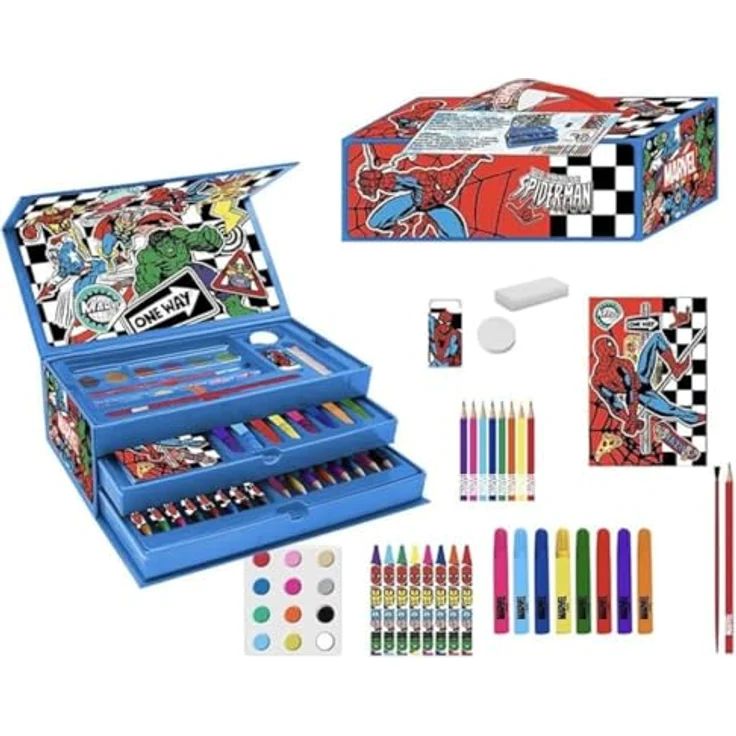 Cerda Marvel Avengers Färbung Schreibwaren Fall, Maletín Zeichenset für Kinder ab 3 Jahren, blau, 26,0 x 10,0 x 13,0 cm – Bild 2