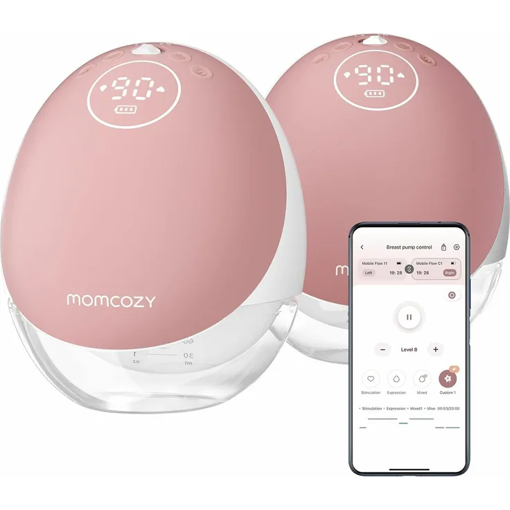 Momcozy M9 Mobile Breast Pump Double, tragbare Milchpumpe mit 3 Modi und Silikondiagramm, diskretes Design