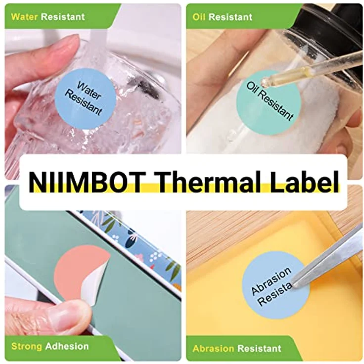 NIIMBOT Runde Etiketten für B21/B1/B3S Etikettendrucker, Thermoaufkleber 1.61"X1.61", 175 Stück, wasserdicht und ölbeständig – Bild 4