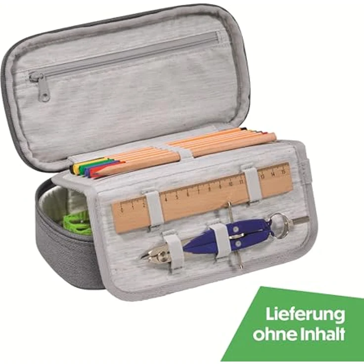 Coocazoo Schlampermäppchen „Mixed Silver Dust”, grau, großes Hauptfach, Schlaufen für Zirkel, Geodreieck & Lineal, Fächer für Stundenplan & Stifte, Reißverschlussfach, ab der 3. Klasse – Bild 2
