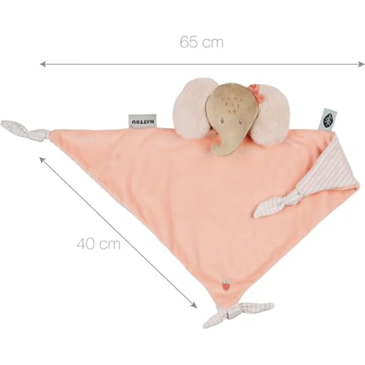 Nattou Großes Schnuffeltuch Elefant Oli Pink, Polyester, Wegbegleiter ab der Geburt, Ca. 62 cm, Markenqualität Vegan & tierversuchsfrei – Bild 3