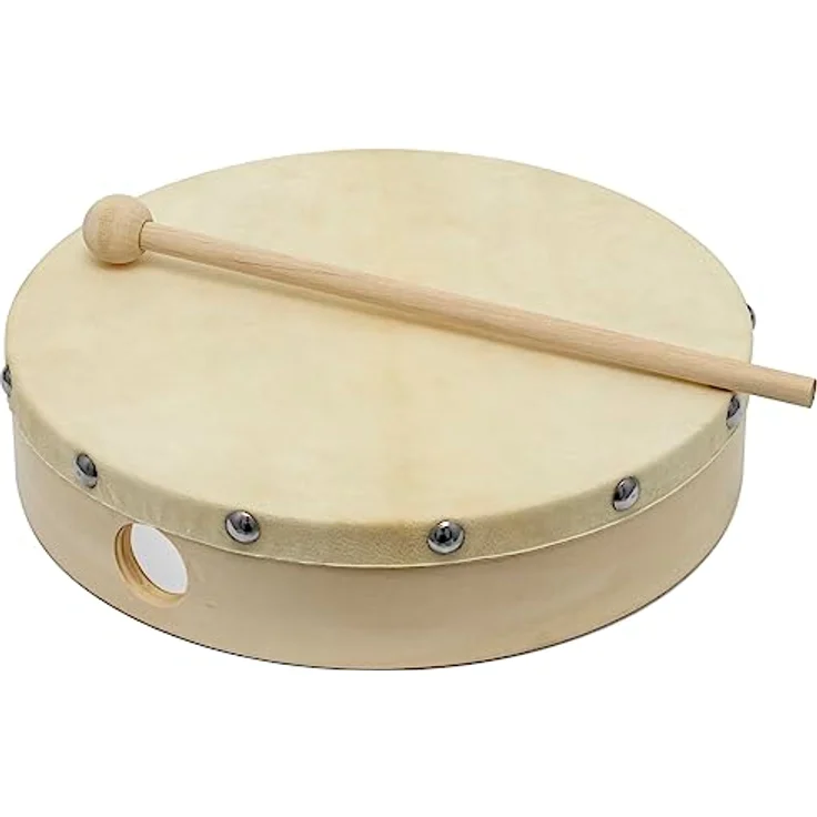 World Rhythm HD-10 Handtrommel - 10 Zoll vorgestimmte Rahmentrommel - Inklusive Schlägel – Bild 3