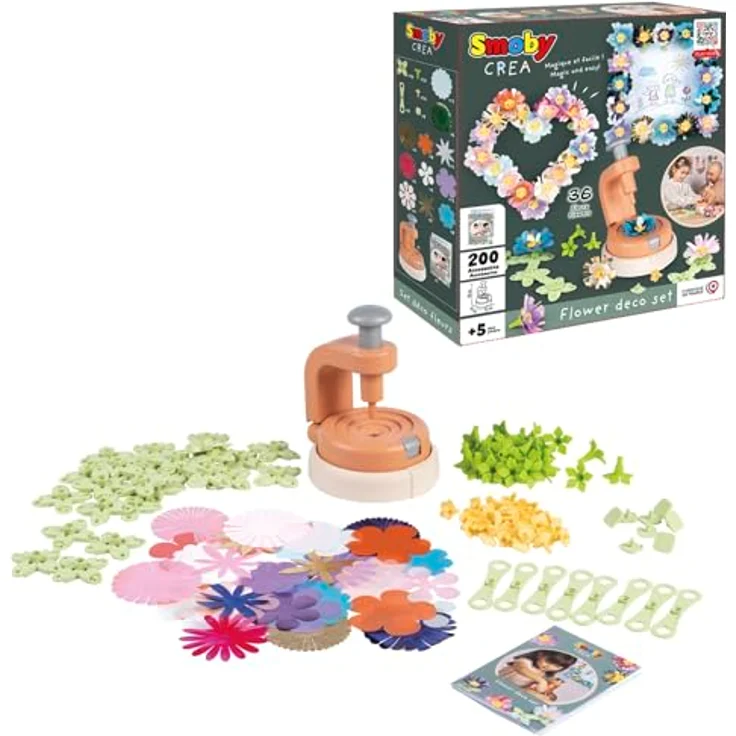 Smoby Crea Flower Deko Set, Kreativset mit Blumenpresse, 200 Zubehörteile, Made in Europe, geeignet für Kinder ab 5 Jahren – Bild 1