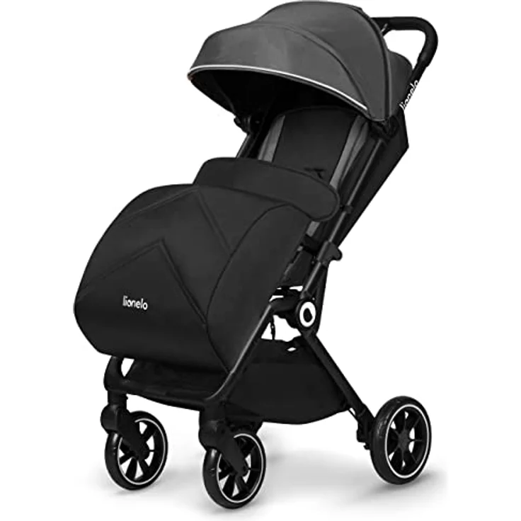 LIONELO Cloe Zusammenklappbarer Kinderwagen bis zu 22 kg, Verstellbare Rückenlehne Schlaffunktion, 5-Punkt-Gurt Große Schwenkräder Moskitonetz Becherhalter Leichtgewicht Kompakt Wasserdicht (Grau) – Bild 2