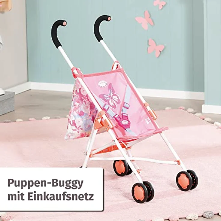 Zapf Creation 707470 Baby Annabell Active Stroller und Tasche - Faltbarer Puppenwagen mit Netz und 3-Punkt-Gurt, 62cm Griffhöhe in rosa. – Bild 2
