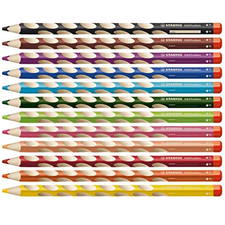 Ergonomischer Buntstift für Rechtshänder - STABILO EASYcolors - 12er Pack mit Spitzer - mit 12 verschiedenen Farben – Bild 2