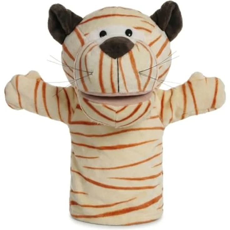 LOMTRATS Tierhandpuppen-Set für Kinder, Wolf, Tiger, Löwe und Affe mit beweglichen Münder, 25 cm, Plüsch-material, ideal für Geschichtenerzählen und Vorschulunterricht – Bild 1