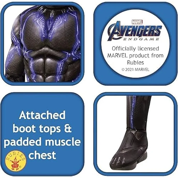 Rubie's Offizielles Luxuskostüm Black Panther, Avengers, Kindergröße S, 3-4 Jahre, Körpergröße 117 cm Halloween – Bild 3