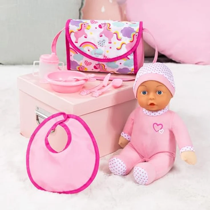 Bayer Puppenbuggy Set mit Puppe, fröhliche Farbkombination, geeignet für Puppen bis 46 cm – Bild 6