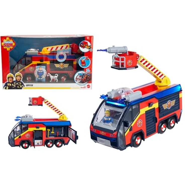 Simba Feuerwehrauto Jupiter, 109252595038, rot mit Licht- und Soundeffekten