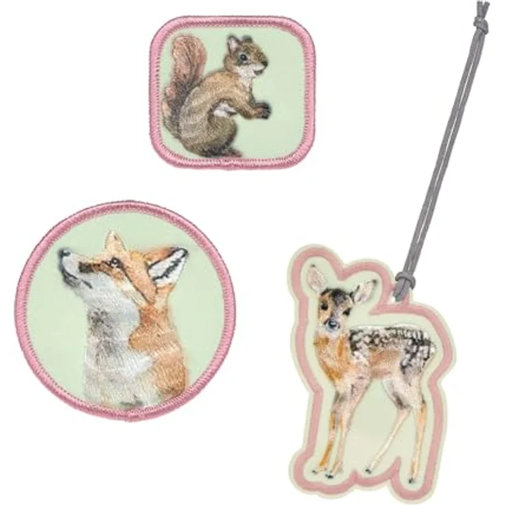 LÄSSIG Anhänger und Patches Set (3 Stk.) mit Druckknopf/School Patches Set Forest – Bild 1