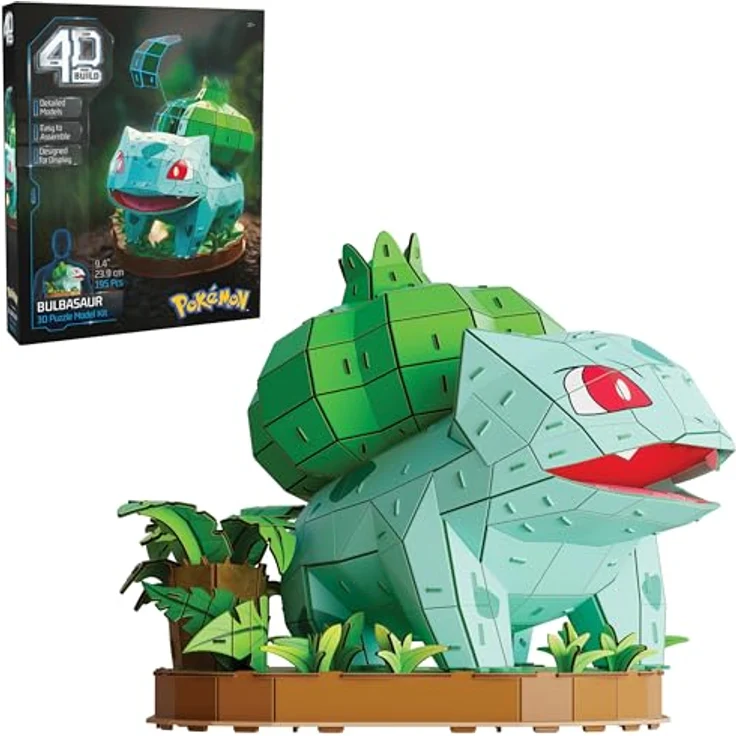 Spinmaster 3D-Puzzle 4D Build - Pokémon Bisasam, detailreicher 3D-Modellbausatz mit 195 stabilen Ausstanz-Teilen, 29 x 24 x 24 cm, empfohlen ab 12 Jahren – Bild 1