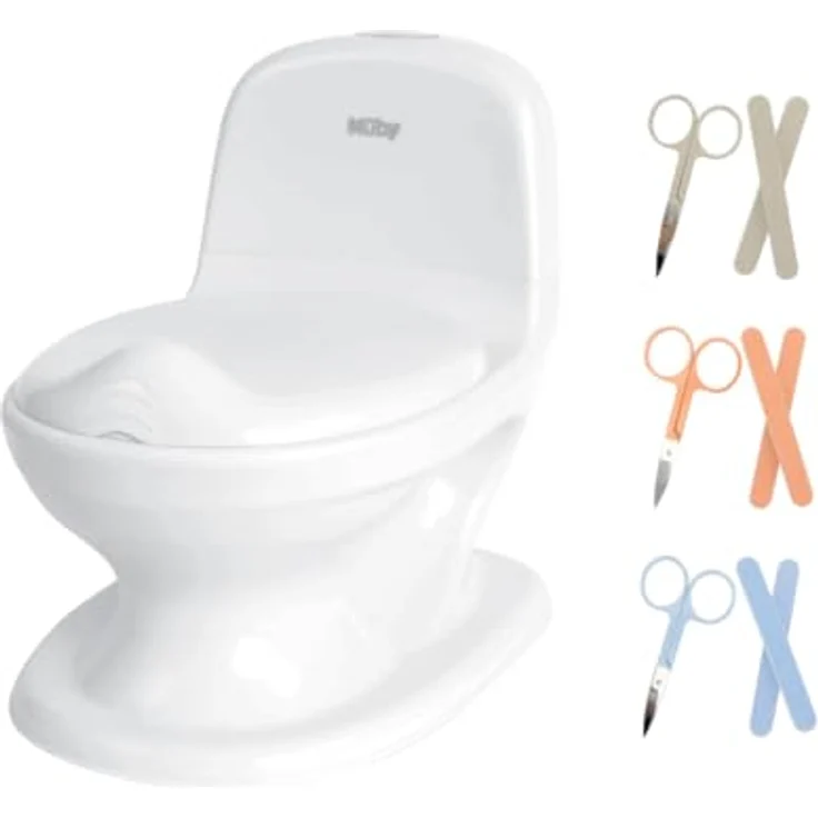 Nûby My Real Potty, Töpfchen mit echtem Spülgeräusch und Nagelpflege-Set für Babys, Farbe nicht wählbar: Rosa, Grau oder Blau – Bild 1