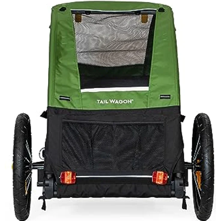 Burley Design Tail Wagon Dog Carrier, Fahrradanhänger für Hunde bis 34 kg, schwarz-grün, mit geräumigem Innenraum und stabilen Rädern – Bild 3
