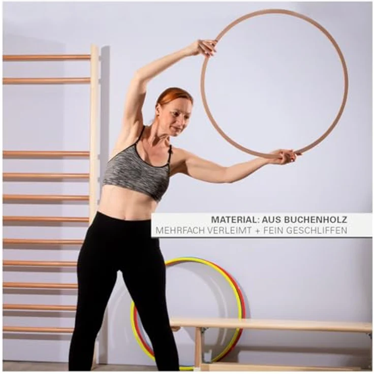 Sport-Tec Gymnastikreifen aus Holz, Hula Hoop, Trainingsreifen, Turnreifen, Fitnessreifen, Gymastik Kreis, Gewichtsreduktion, 80cm – Bild 4