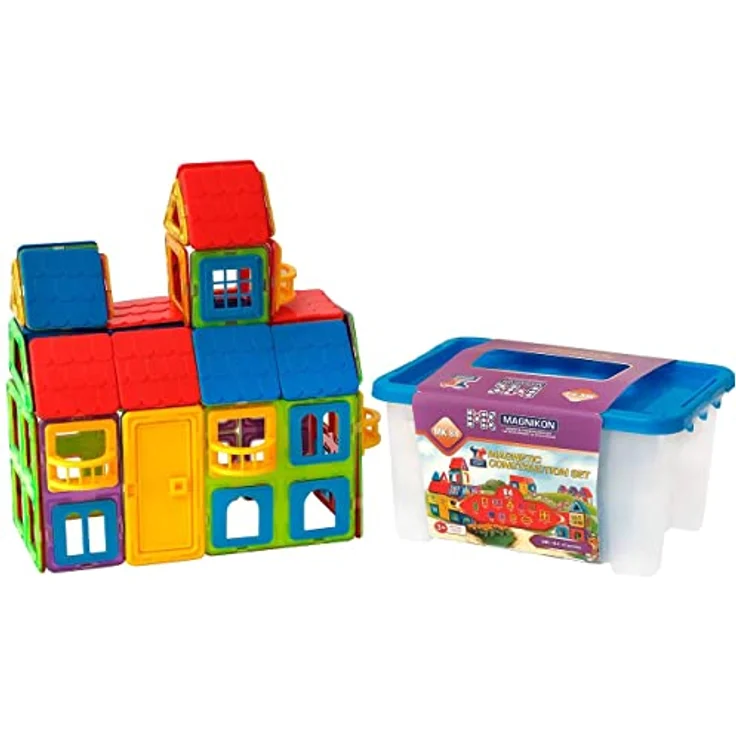 MK MAGNIKON Magnetische Bausteine 35, 84 Teile - Kinderspielzeug ab 3 Jahre, Magnete Kinder, Montessori Spielzeug, Konstruktionsspielzeug – Bild 1