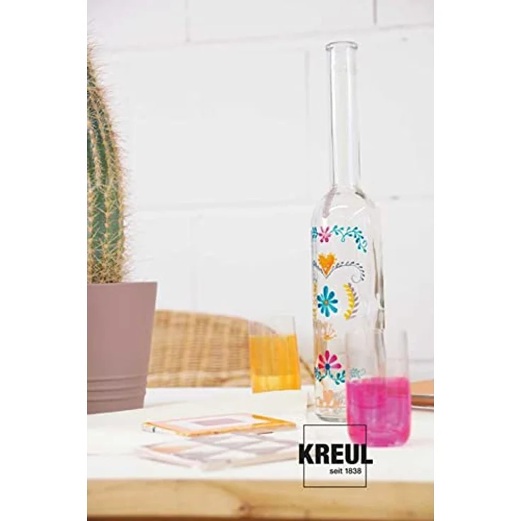 KREUL 16295 - Glass & Porcelain Clear flieder, im 20 ml Glas, transparente Glas- und Porzellanmalfarbe auf Wasserbasis, schnelltrocknend, glasklar – Bild 3